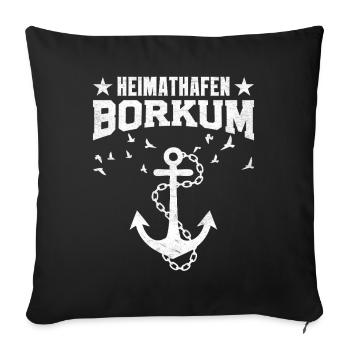 North Sea Holiday HEIMATHAFEN BORKUM Lustig - Sofa pillowcase 17,3'' x 17,3'' (45 x 45 cm) - black - Front