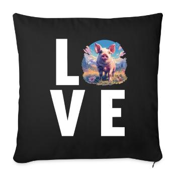 Cochon Cochon - Housse de coussin décorative 45 x 45 cm - noir - Devant