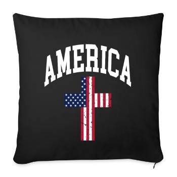 America Cross Flag - Sofa pillowcase 17,3'' x 17,3'' (45 x 45 cm) - black - Front