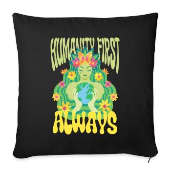 Menschlichkeit : l’égalité : l’humanité d’abord, toujours - Housse de coussin décorative 45 x 45 cm - noir - Devant