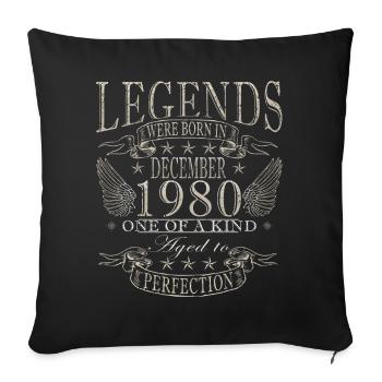 Anniversaire décembre 1980 Don décembre 1980 - Housse de coussin décorative 45 x 45 cm - noir - Devant