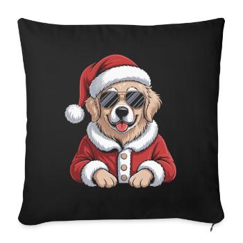 Christmas Dog in Santa Outfit - Sofa pillowcase 17,3'' x 17,3'' (45 x 45 cm) - black - Front