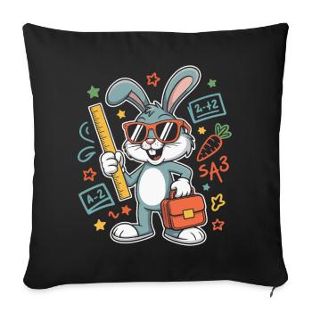 Valise à lunettes de lapin mathématique - Housse de coussin décorative 45 x 45 cm - noir - Devant