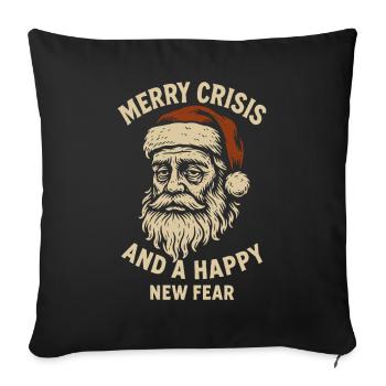 Une crise joyeuse et une nouvelle peur heureuse Père Noël - Housse de coussin décorative 45 x 45 cm - noir - Devant