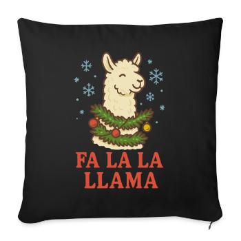 Funny Fa La La Llama Christmas Holiday Design - Sofa pillowcase 17,3'' x 17,3'' (45 x 45 cm) - black - Front