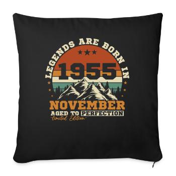 November 1955 Vintage Retro Geburtstag - Sofakissenbezug 45 x 45 cm - Schwarz - Vorne
