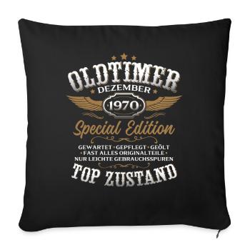 55th Birthday Gift Vintage Car December 1970 - Sofa pillowcase 17,3'' x 17,3'' (45 x 45 cm) - black - Front