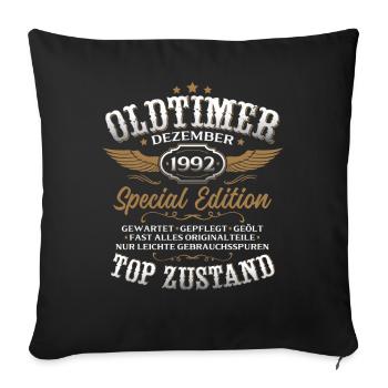 33. Geburtstag Geschenk Oldtimer Dezember 1992 - Sofakissenbezug 45 x 45 cm - Schwarz - Vorne