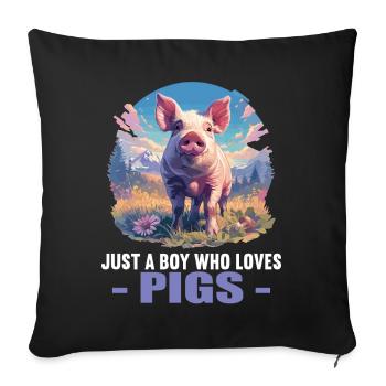 Cochon Cochon - Housse de coussin décorative 45 x 45 cm - noir - Devant