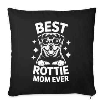 Rottweiler dit maman, drôle de cadeau de rottweiler - Housse de coussin décorative 45 x 45 cm - noir - Devant