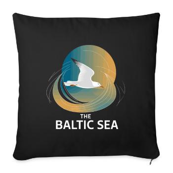 The Baltic Sea Baltic Sea, Seagull, Coast, Waves, Nature - Sofa pillowcase 17,3'' x 17,3'' (45 x 45 cm) - black - Front