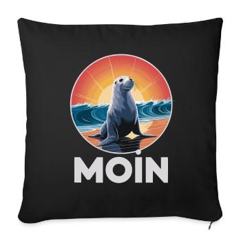 MOIN Seal North Sea Waves Sunset - Sofa pillowcase 17,3'' x 17,3'' (45 x 45 cm) - black - Front