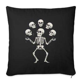 Skeleton juggling with skulls art - Sofa pillowcase 17,3'' x 17,3'' (45 x 45 cm) - black - Front