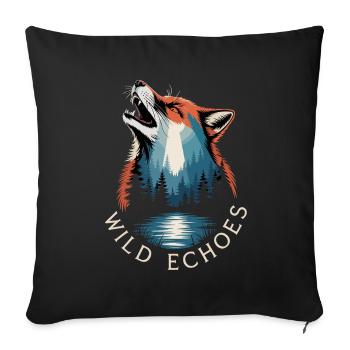Wild Echoes Forest Fox Nature Landscape - Sofa pillowcase 17,3'' x 17,3'' (45 x 45 cm) - black - Front