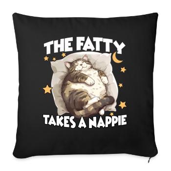 Fat Cat Sleep T Câlin drôle pour chats - Housse de coussin décorative 45 x 45 cm - noir - Devant