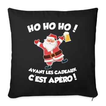 Ho Ho Ho Before the Gifts It's Aperitif Christmas Holidays - Sofa pillowcase 17,3'' x 17,3'' (45 x 45 cm) - black - Front