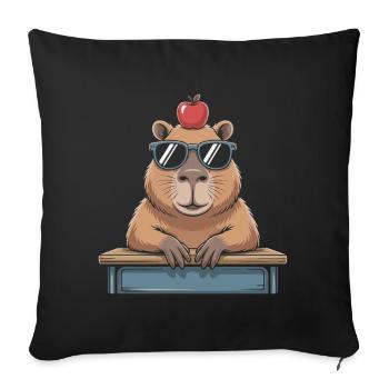 capybara mignon - Housse de coussin décorative 45 x 45 cm - noir - Devant