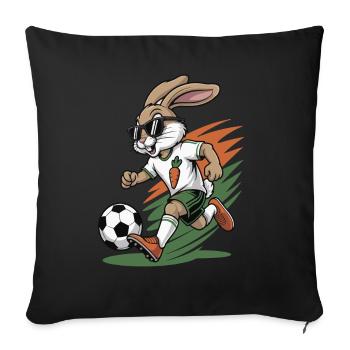 Le lapin de carotte dans le style du football - Housse de coussin décorative 45 x 45 cm - noir - Devant