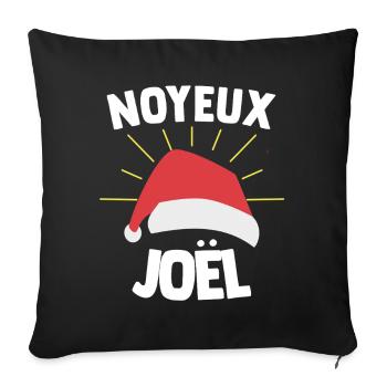 Noyeux Joël Humour Joyeux Noël Expression Drôle - Housse de coussin décorative 45 x 45 cm - noir - Devant