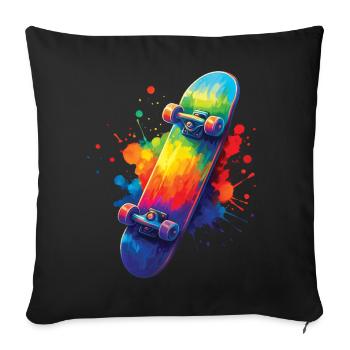 Multicolor Skateboard – Art Splash Skate - Sofakissenbezug 45 x 45 cm - Schwarz - Vorne