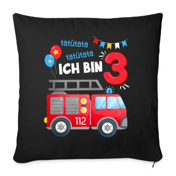 3 anniversaires garçon pompier | J’ai trois ans - Housse de coussin décorative 45 x 45 cm - noir - Devant