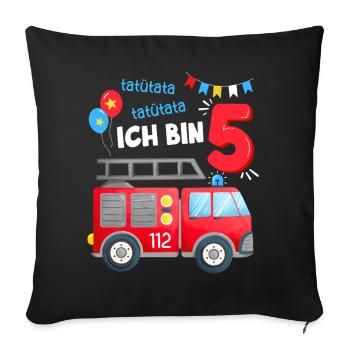 Fire Brigade 5 Years Fifth Birthday Boy Outfit - Sofa pillowcase 17,3'' x 17,3'' (45 x 45 cm) - black - Front