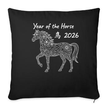 Year of the Horse 2026 Chinese New Year - Sofa pillowcase 17,3'' x 17,3'' (45 x 45 cm) - black - Front