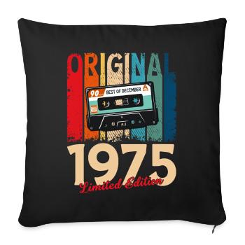 50e anniversaire cassette décembre 1975 - Housse de coussin décorative 45 x 45 cm - noir - Devant