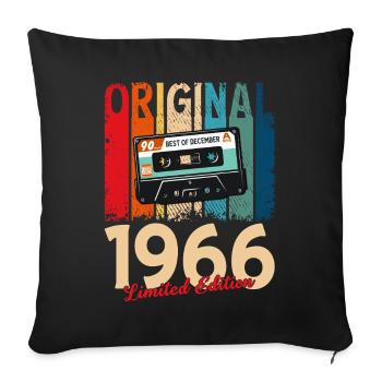 Cassette du 59e anniversaire décembre 1966 - Housse de coussin décorative 45 x 45 cm - noir - Devant