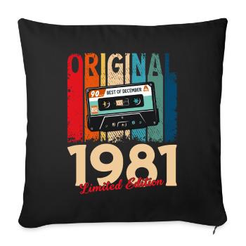 44e anniversaire cassette décembre 1981 - Housse de coussin décorative 45 x 45 cm - noir - Devant