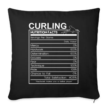 Curling Nutrition Facts Funny Curling Player Desig - Sofa pillowcase 17,3'' x 17,3'' (45 x 45 cm) - black - Front