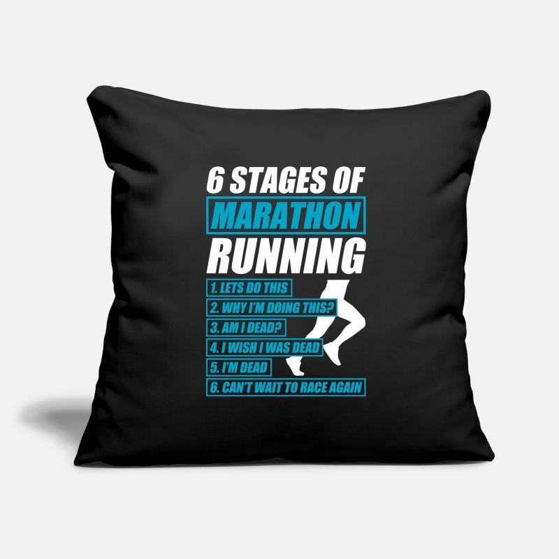 6 étapes du marathon : course drôle de course à pied coureuse Housse de coussin décorative 45 x 45 cm