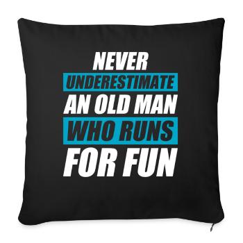 Vieil homme drôle, coureur de course - Housse de coussin décorative 45 x 45 cm - noir - Devant