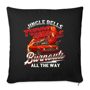 Clochettes Turbo Odeur Brûlés Voiture Drôle de Noël - Housse de coussin décorative 45 x 45 cm - noir - Devant