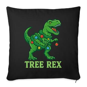 Tree Rex Dinosaurier-Weihnachtsfamilienspaß - Sofakissenbezug 45 x 45 cm - Schwarz - Vorne