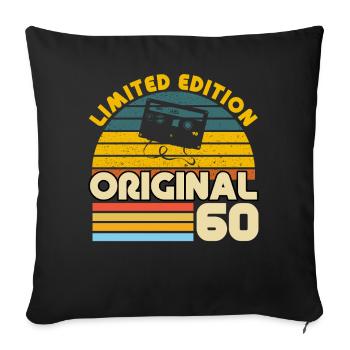 60 Ans Vintage Cadeau Anniversaire Rétro Original - Housse de coussin décorative 45 x 45 cm - noir - Devant