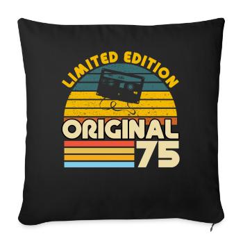 75 Ans Vintage Cadeau Anniversaire Rétro Original - Housse de coussin décorative 45 x 45 cm - noir - Devant