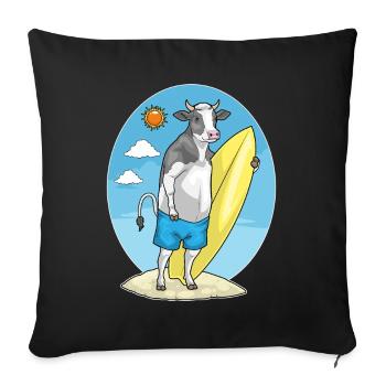 Cow Beach Surfboard Summer - Sofa pillowcase 17,3'' x 17,3'' (45 x 45 cm) - black - Front