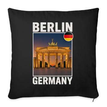 Porte de Berlin du Brandebourg - Housse de coussin décorative 45 x 45 cm - noir - Devant