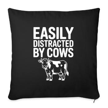 Easily Distracted by Cows - Sofa pillowcase 17,3'' x 17,3'' (45 x 45 cm) - black - Front
