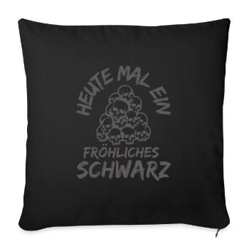 Aujourd’hui, un joyeux crâne gothique noir - Housse de coussin décorative 45 x 45 cm - noir - Devant
