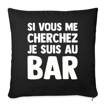 Humour Bar Bistrot Apéro Beauf Alcoolique Drôle - Housse de coussin décorative 45 x 45 cm - noir - Devant