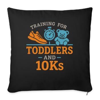 Laufende Mama, Papa, Joggende Eltern - Sofakissenbezug 45 x 45 cm - Schwarz - Vorne