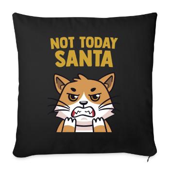 Humour Chat Pas Aujourd’hui Père Noël Drôle - Housse de coussin décorative 45 x 45 cm - noir - Devant