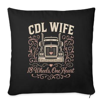 CDL Wife 18 Wheels One Heart - Sofa pillowcase 17,3'' x 17,3'' (45 x 45 cm) - black - Front