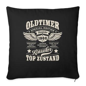 Modèle vintage 1986 | Cadeau d’anniversaire - Housse de coussin décorative 45 x 45 cm - noir - Devant
