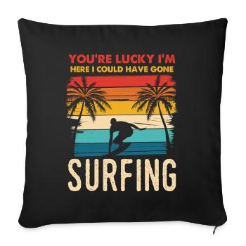 Surfing at sunset - Sofa pillowcase 17,3'' x 17,3'' (45 x 45 cm) - black - Front