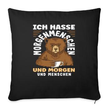 I Hate Morning People Coffee Bear - Sofa pillowcase 17,3'' x 17,3'' (45 x 45 cm) - black - Front