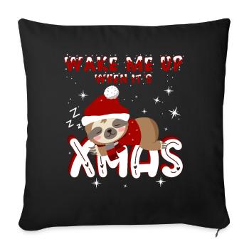 Sloth – Wake Me Up When It's Xmas - Sofa pillowcase 17,3'' x 17,3'' (45 x 45 cm) - black - Front