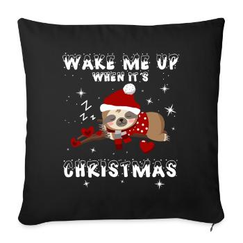 Sloth – Wake Me Up When It's Xmas - Sofa pillowcase 17,3'' x 17,3'' (45 x 45 cm) - black - Front